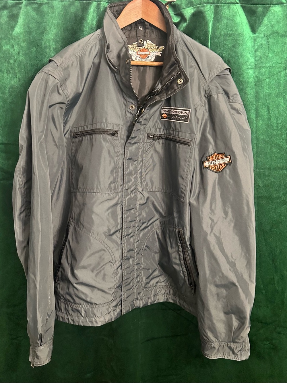 Harley-Davidson Gray Lightweight Riding Jacket with Patch Details